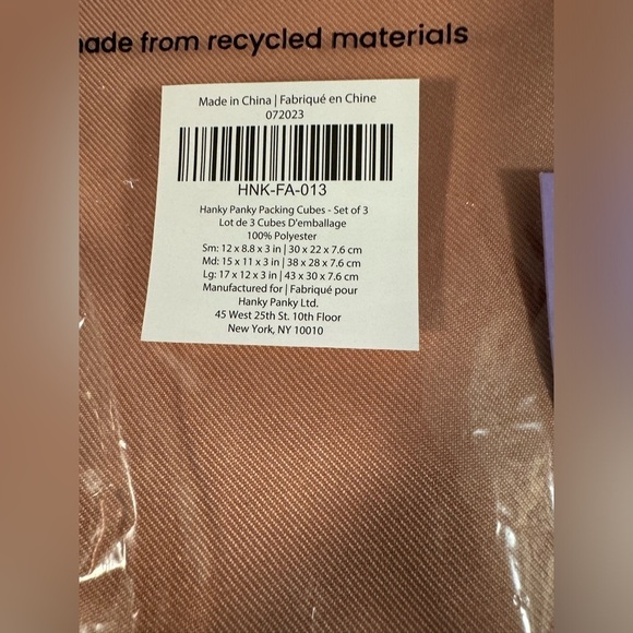 HANKY PANKY Packing Cubes Set of 3 Clothing Organizer Pink Polyester Zip Travel - Picture 5 of 8